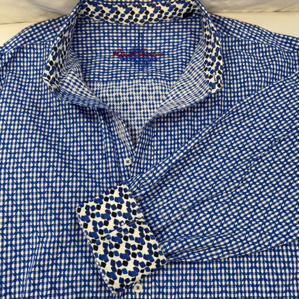 NWOT Robert Graham Button Down Shirt Mens 2XL Geometric Flipcuff Cotton
